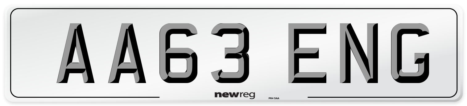 AA63 ENG Number Plate from New Reg
